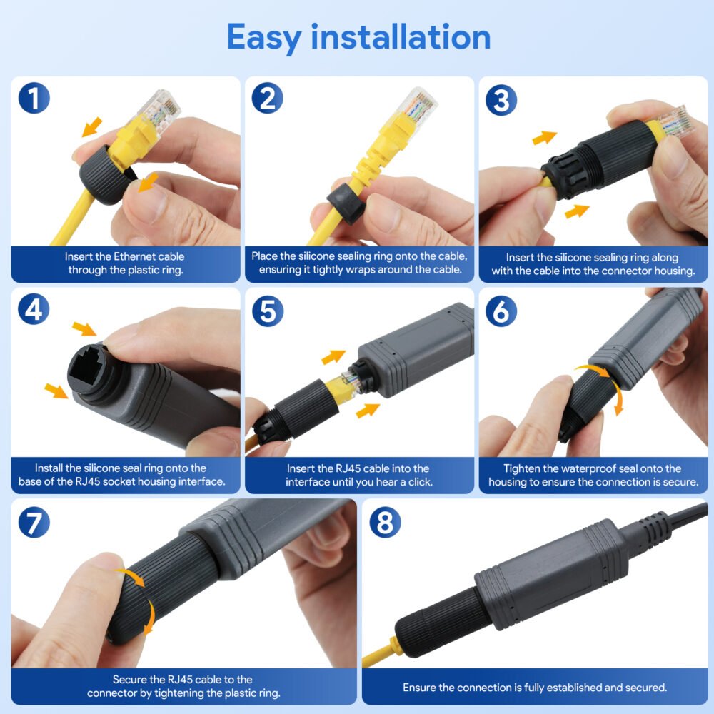 100W Isolated Gigabit POE Splitter Long Range 100 Meters Compatible with Starlink Accessories
