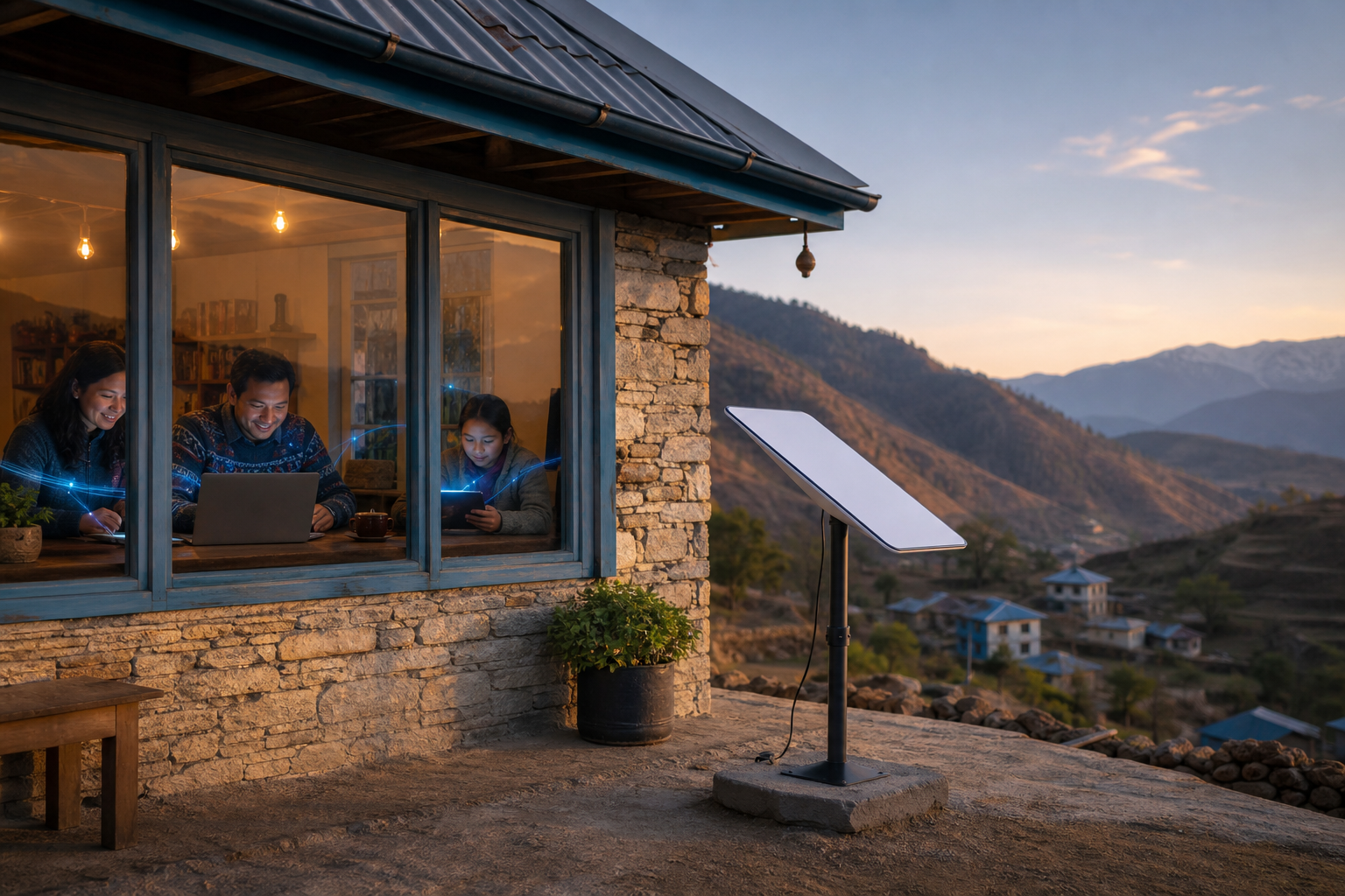 Satellite internet use case in a remote area