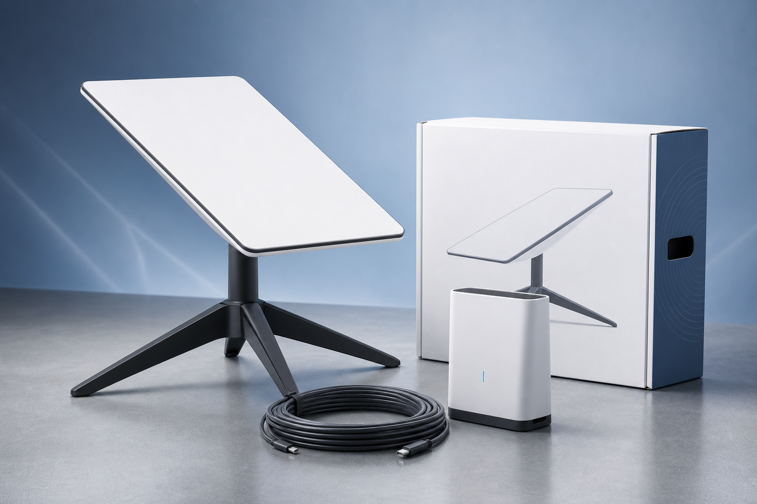 Illustrative satellite internet device kit