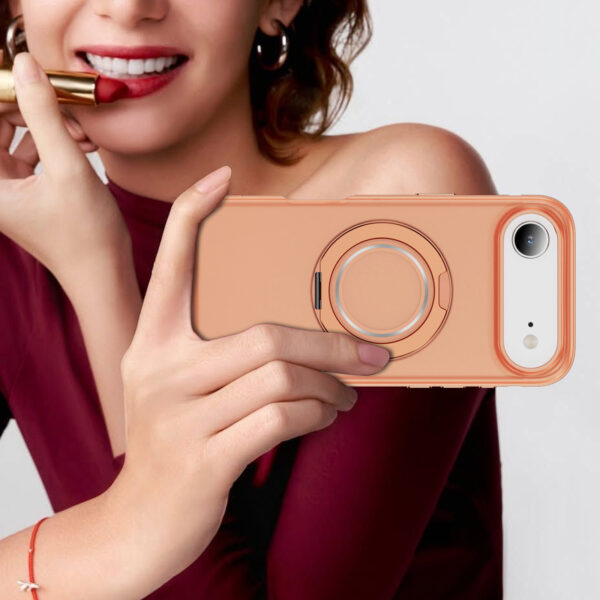 Matte Shockproof iPhone 18 Case with 360° Rotating Ring Stand, Thickened PC Hard Shell