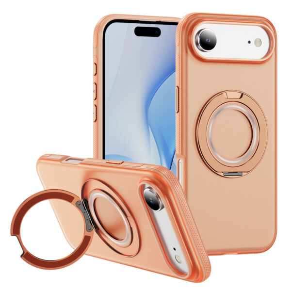 Matte Shockproof iPhone 18 Case with 360° Rotating Ring Stand, Thickened PC Hard Shell
