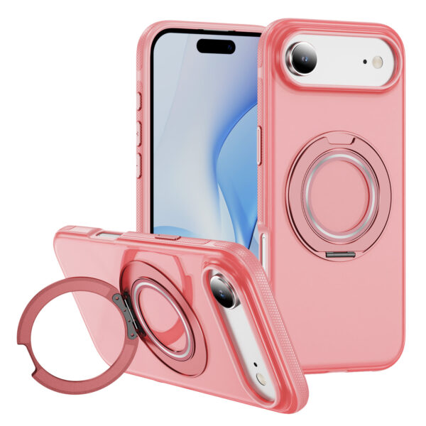 Matte Shockproof iPhone 18 Case with 360° Rotating Ring Stand, Thickened PC Hard Shell