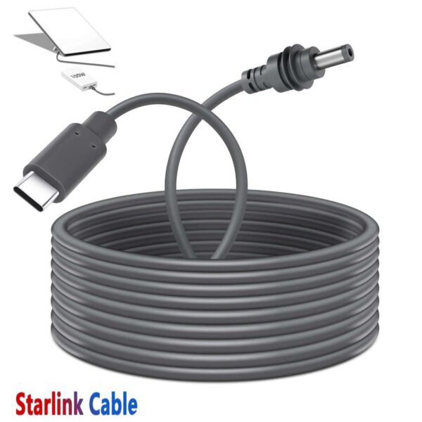 10M USB-C to DC 100W PD Fast Charging Cable for Starlink Mini, 5A Nickel-Plated Connector