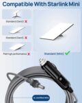 12V-24V 100W Waterproof Cigarette Lighter to DC Car Charger Cable for Starlink Mini