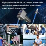 12V-24V Cigarette Lighter to DC Power Cable for Starlink Mini with LED Socket, USB-C & USB-A Ports