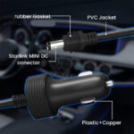 16AWG Waterproof DC to Car Power Cable for Starlink Mini, Outdoor Vehicle Power Adapter