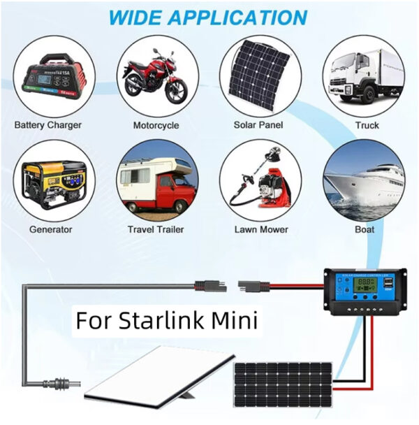 High Quality SAE to DC Power Cable for Starlink Mini DC Power Cable From Source 18AWG DC Compatible with Starlink Mini