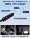 12V-24V 100W Waterproof Cigarette Lighter to DC Car Charger Cable for Starlink Mini