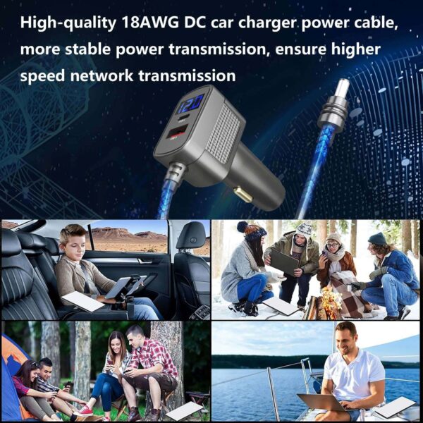12V-24V Cigarette Lighter to DC Power Cable for Starlink Mini with USB 3.0, PD 3.0 & Voltage Display
