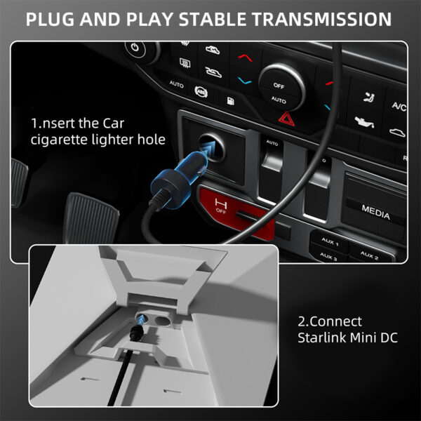 Patent Starlink Mini 16 AWG Cigarette Lighter to DC Power Adapter Power Cable Car Charging Cord Starlink Mini Power Cable