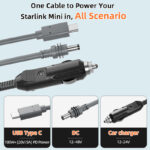 3-in-1 Car DC to USB-C/DC Power Cable for Starlink Mini, Waterproof Power Adapter