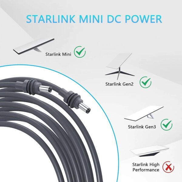 Starlink Mini Power Cable DC to DC Waterproof Cable for Starlink Mini Accessories Replacement Cable