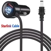12V-24V Waterproof Car Cigarette Lighter to DC Power Cable for Starlink Mini with Digital Voltage Display, USB & PD Fast Charging