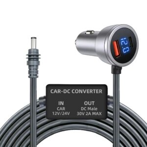 Starlink Mini 12V-24V to 30V 2A Car Charger with DC Step-Up Converter, Digital Display & Dual USB Ports