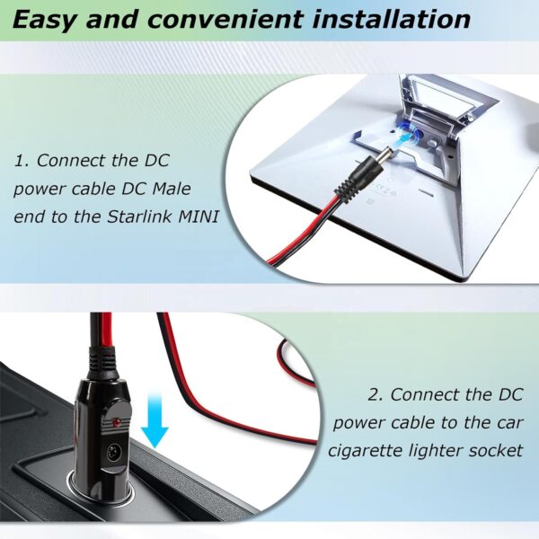 Starlink Mini Portable DC Power Cable with Cigarette Lighter Plug
