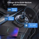 12V-24V Waterproof Car Cigarette Lighter to DC Power Cable for Starlink Mini with Digital Voltage Display, USB & PD Fast Charging