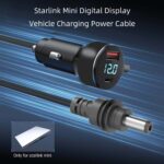 12V-24V Waterproof Car Cigarette Lighter to DC Power Cable for Starlink Mini with Digital Voltage Display, USB & PD Fast Charging