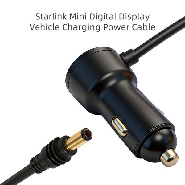 Starlink Mini 12V-24V Car Power Cable with QC 3.0 & PD 30W Fast Charging, DC 5.5×2.1mm Connector