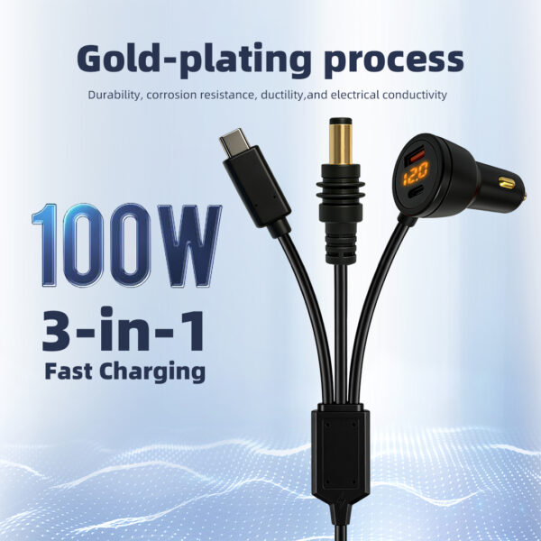 Starlink Mini 3-in-1 24V Car Power Cable with Digital Display & Gold-Plated DC Connector
