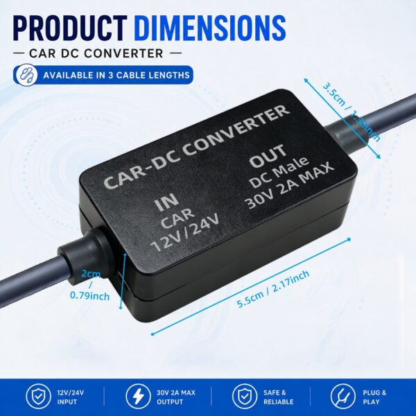 Starlink Mini 12V-24V to 30V 2A Car Charger with DC Step-Up Converter, Digital Display & Dual USB Ports